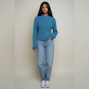 Design History Girl’s Ribbed Zip Up Sweater